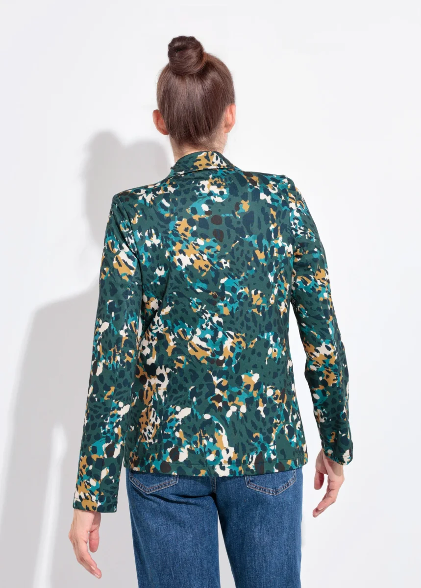 Chaqueta con estampado artístico y botón joya de metal E1251 - Imagen 2